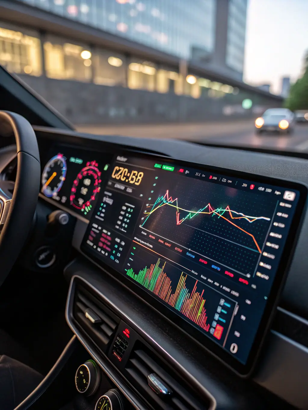 A transparent glass interface displaying financial data, symbolizing the open and honest communication that AJES Financial Services maintains with its clients.